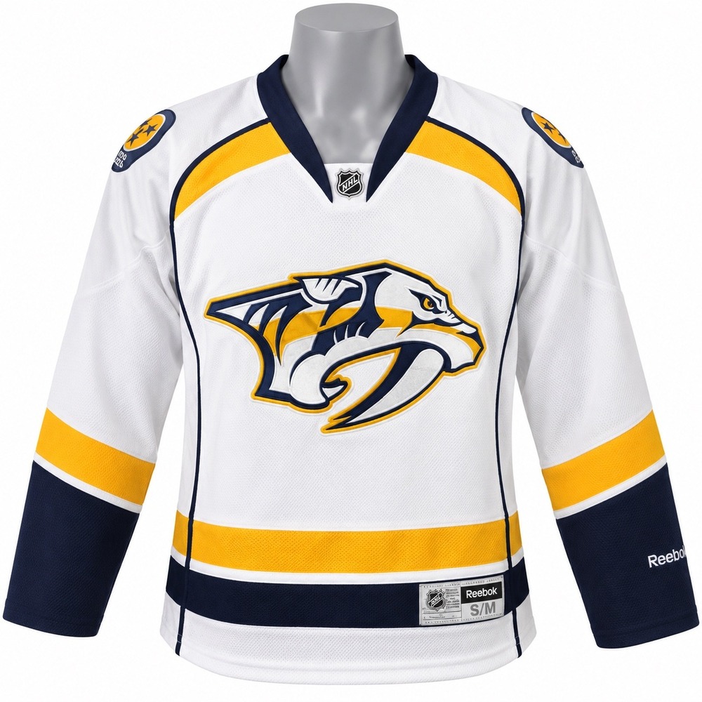 Reebok Nashville Predators NHL Youth Jersey White Away S/M Hockey Fan Gear